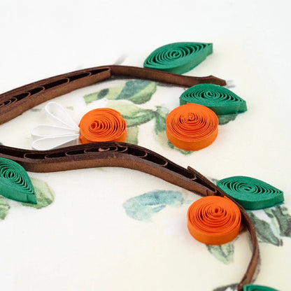 Quilled Cat & Orange Branch Greeting Card