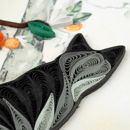 Quilled Cat & Orange Branch Greeting Card