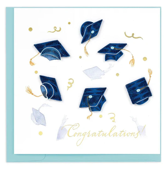 Quilled Congrats Grad Caps Greeting Card