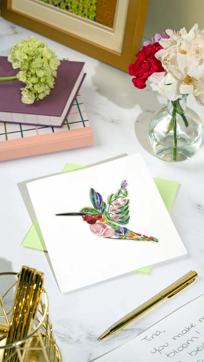 Quilled Decorative Floral Bird Greeting Card