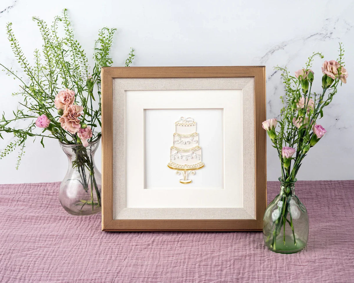Quilled Elegant Wedding Cake Greeting Card