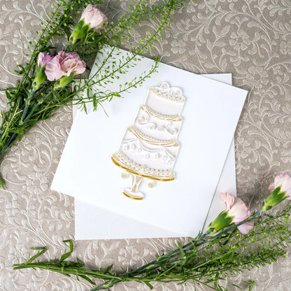 Quilled Elegant Wedding Cake Greeting Card
