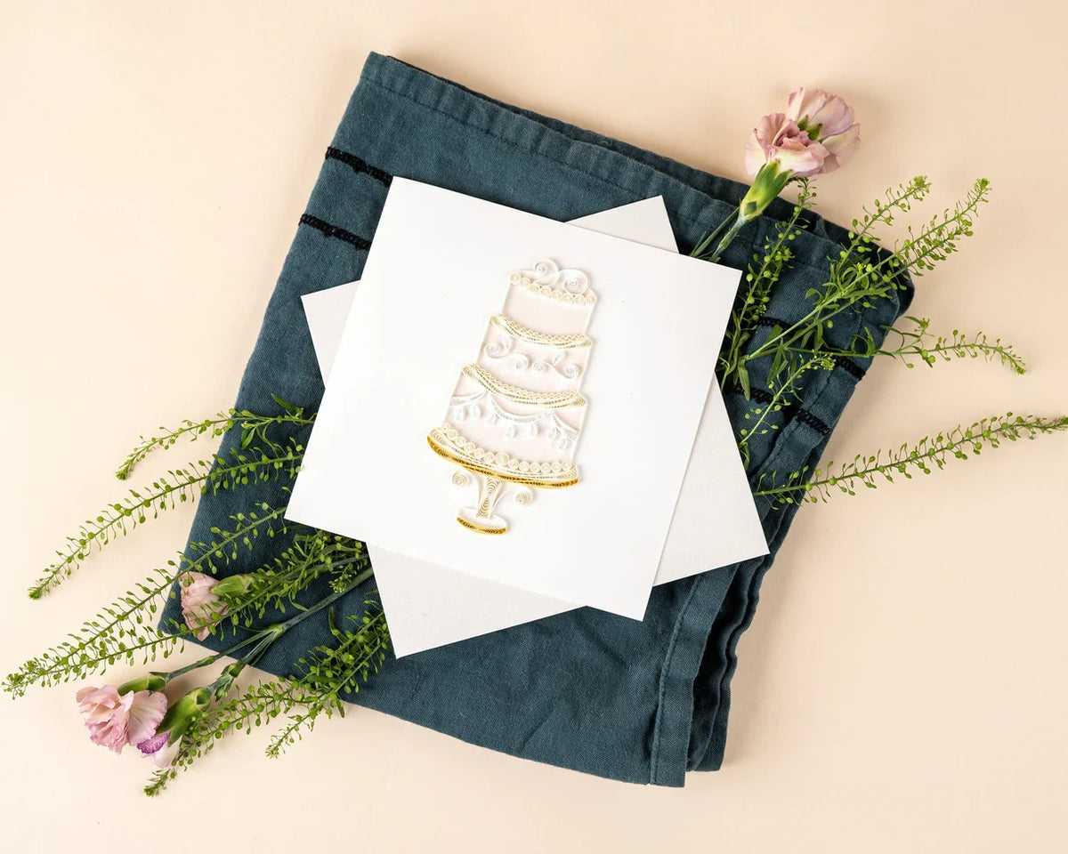 Quilled Elegant Wedding Cake Greeting Card