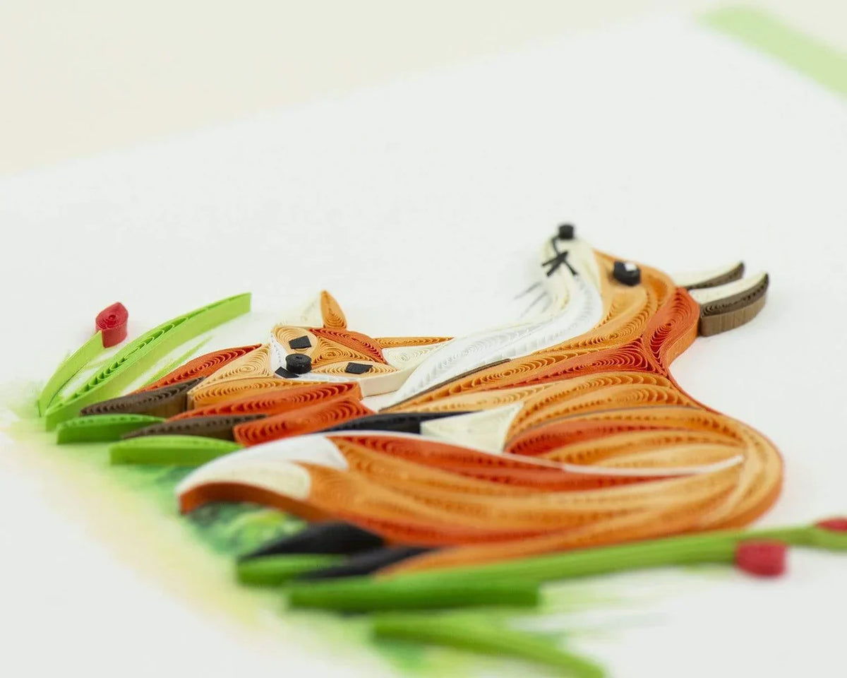 Quilled Fox and Cub Greeting Card