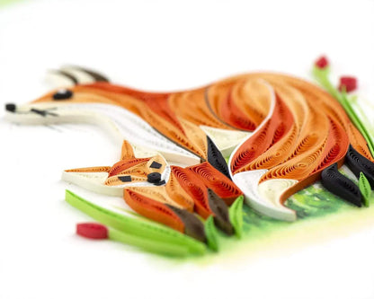Quilled Fox and Cub Greeting Card