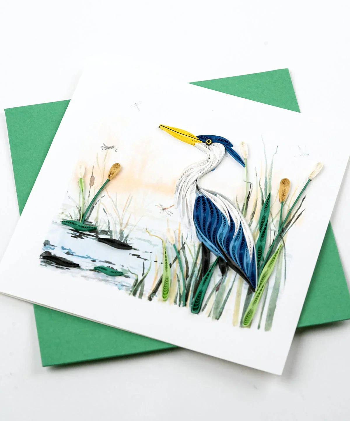 Quilled Great Blue Heron Greeting Card