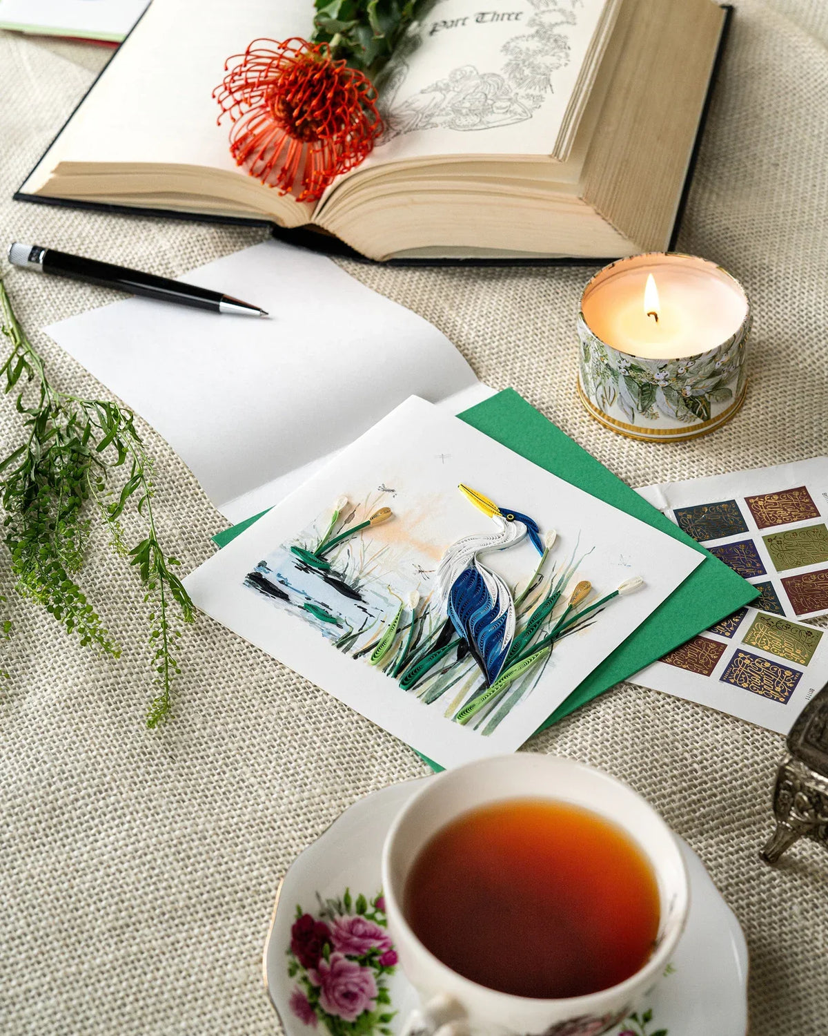 Quilled Great Blue Heron Greeting Card