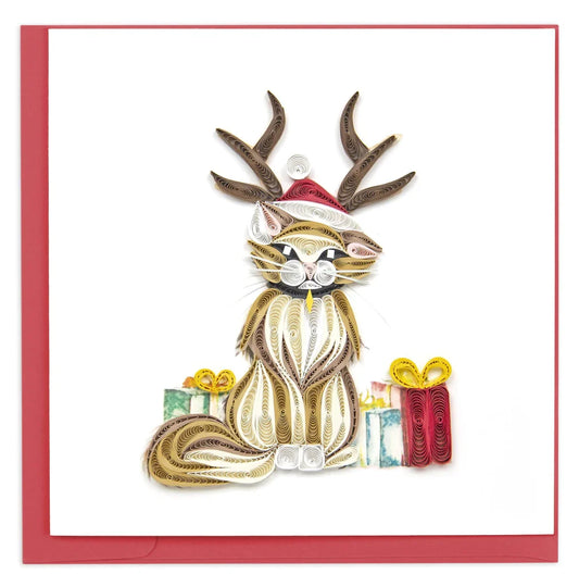 Quilled Holiday Cat Greeting Card