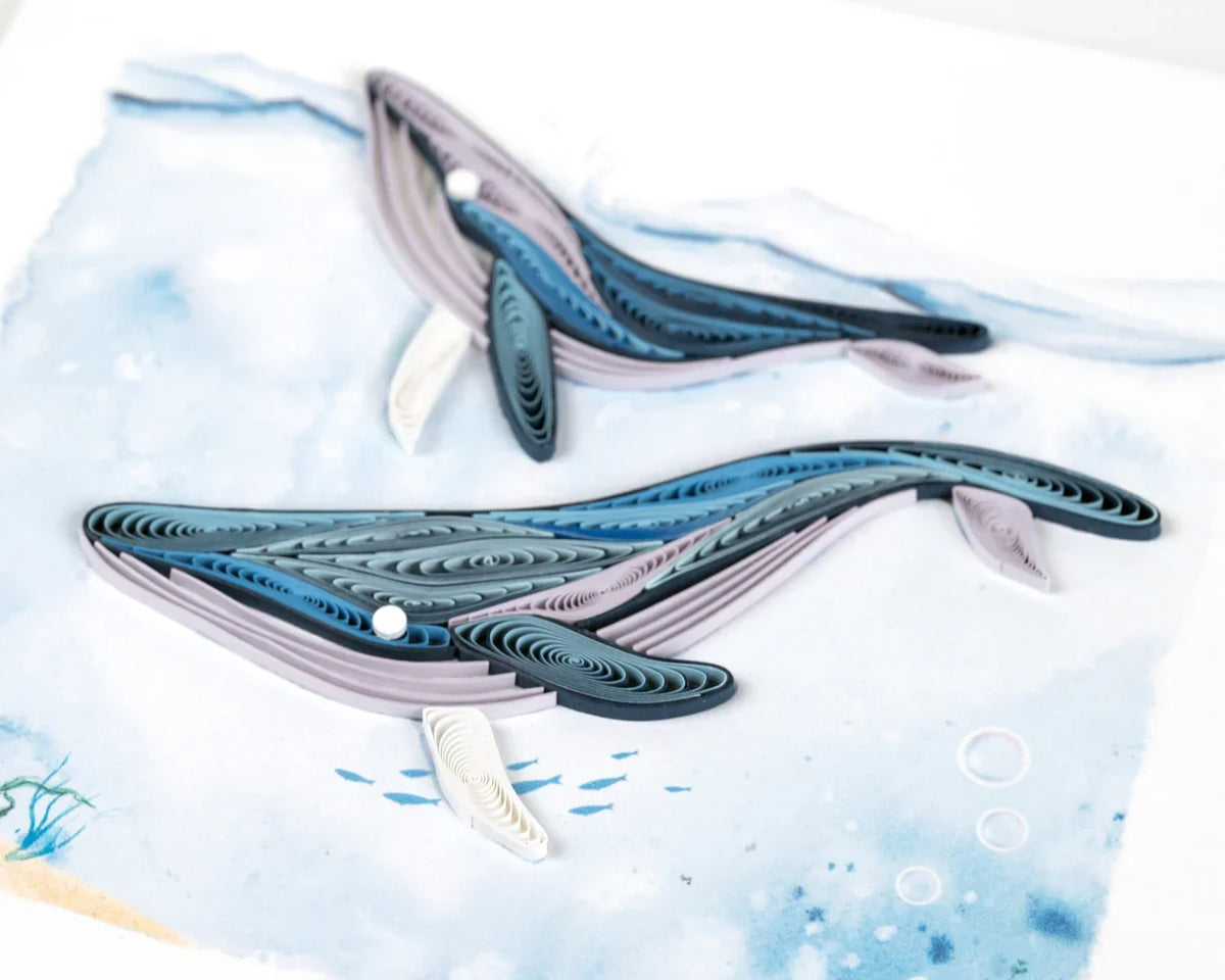 Quilled Humpback Whales Greeting Card
