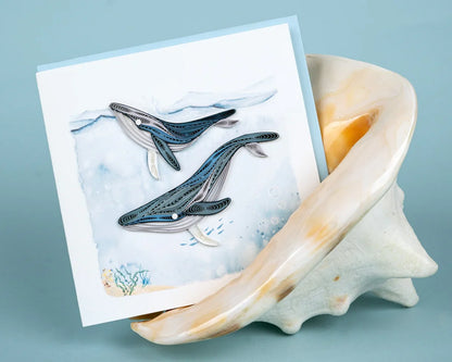 Quilled Humpback Whales Greeting Card