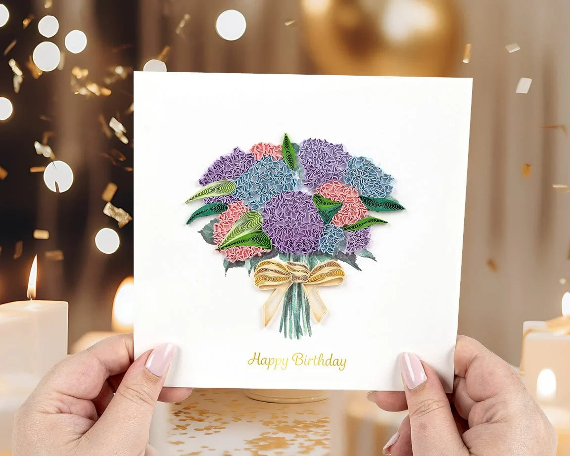 Quilled Hydrangea Bouquet Birthday Card