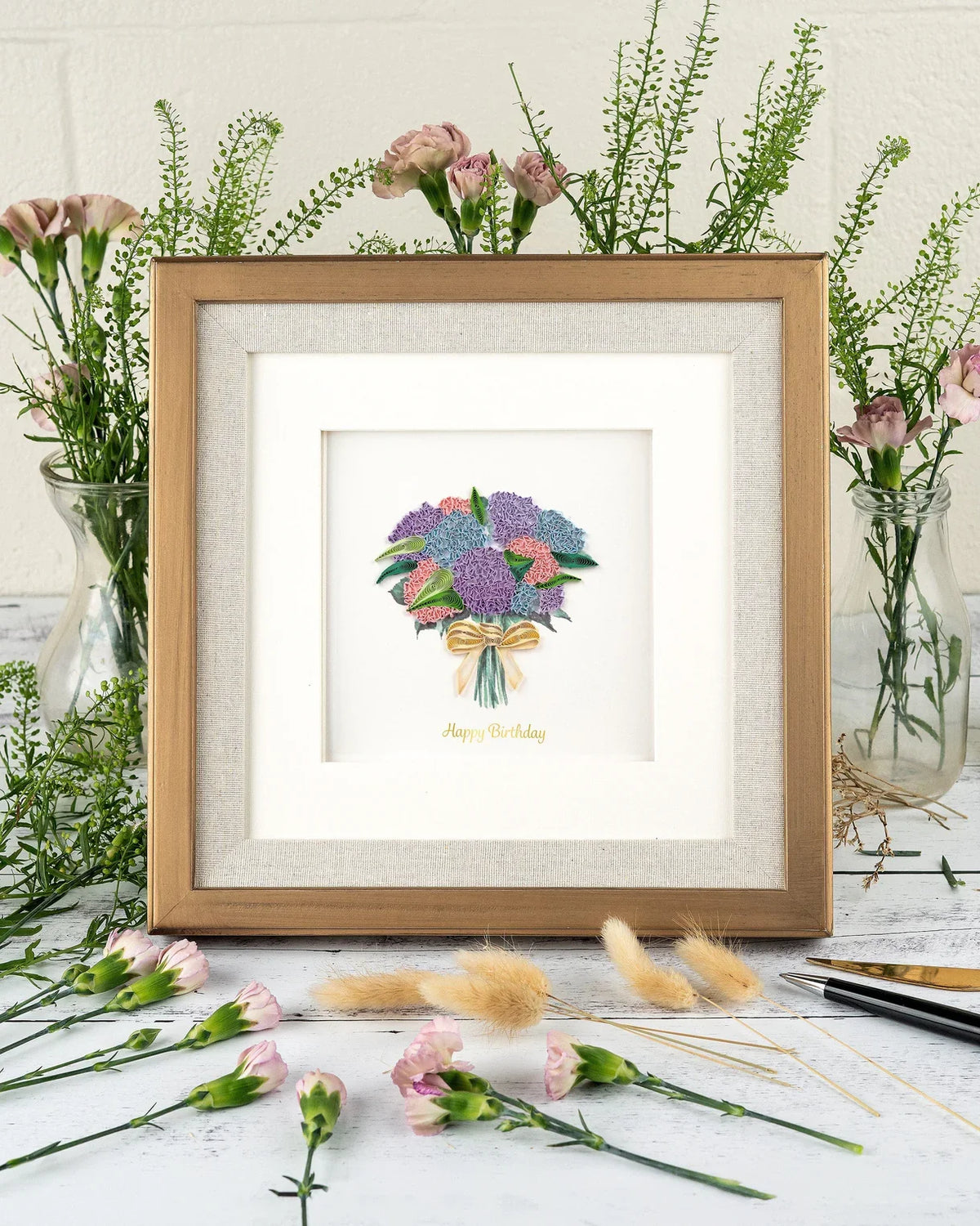Quilled Hydrangea Bouquet Birthday Card
