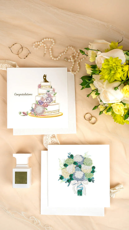 Quilled Hydrangea Wedding Bouquet Greeting Card