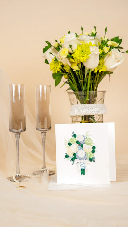 Quilled Hydrangea Wedding Bouquet Greeting Card