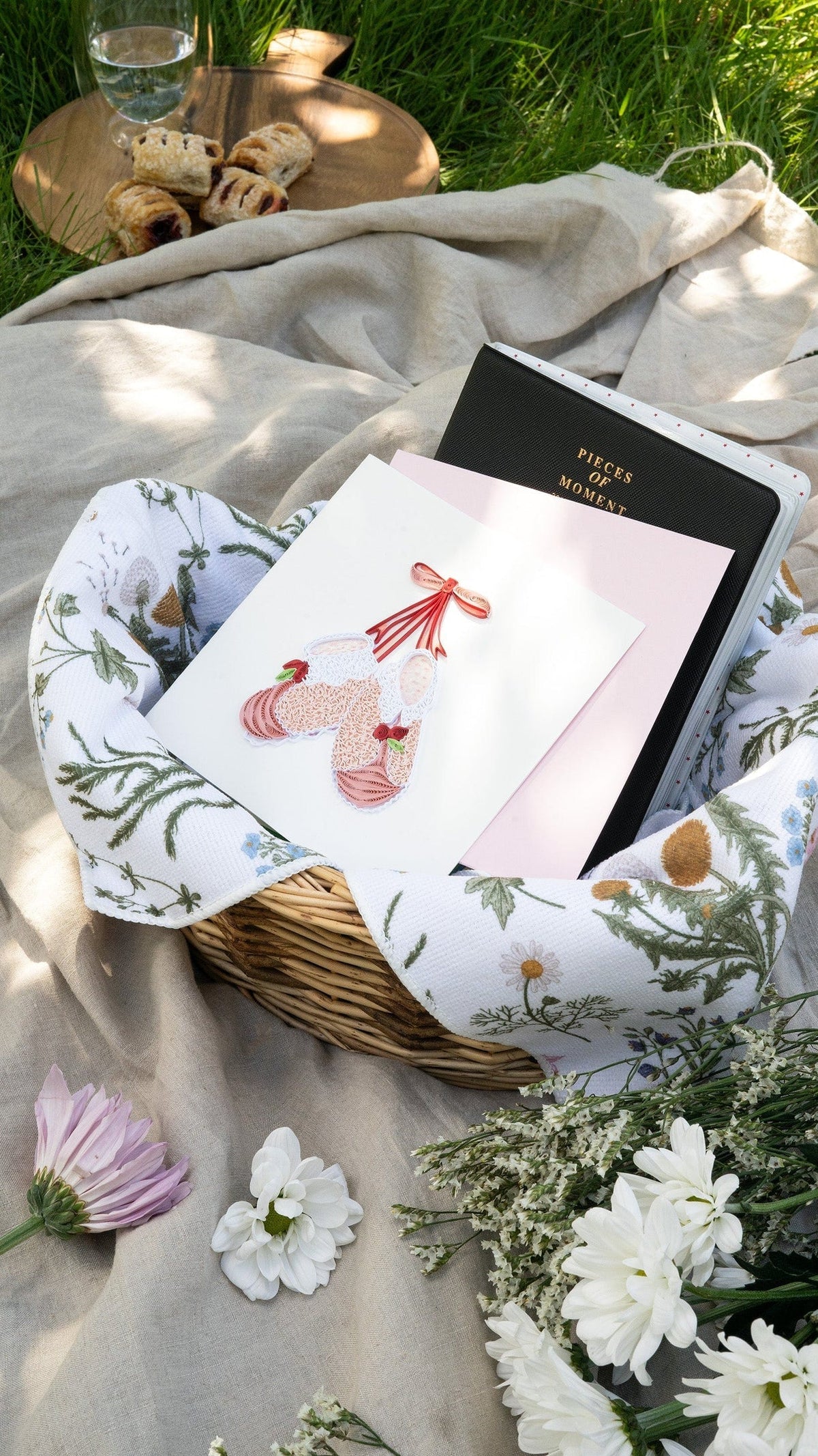 Quilled Knitted Pink Baby Booties Greeting Card
