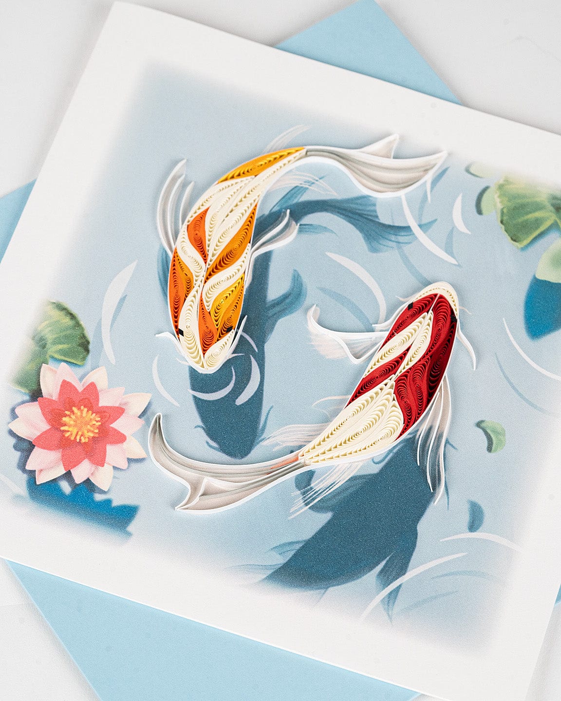 Quilled Koi Fish Pond Greeting Card