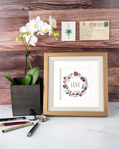 Quilled LOVE Floral Wreath Greeting Card