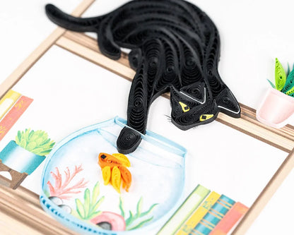 Quilled Mischievous Cat Greeting Card