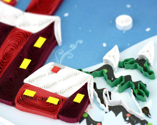 Quilled Peace Village Christmas Card