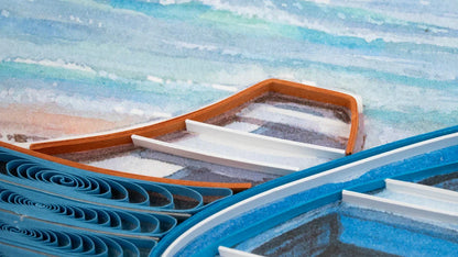 Quilled Two Boats on the Shore Greeting Card