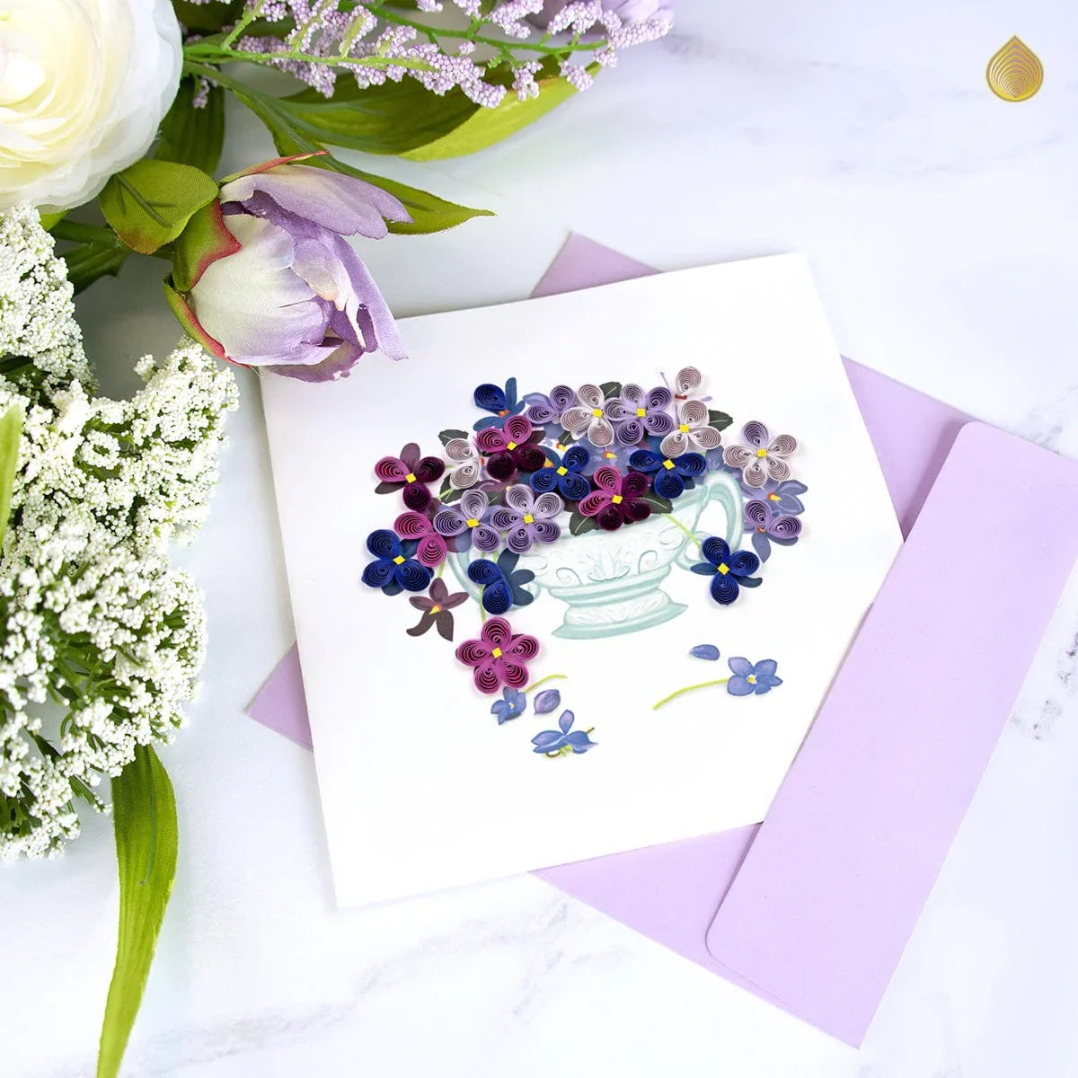 Quilled Violet Bouquet Greeting Card
