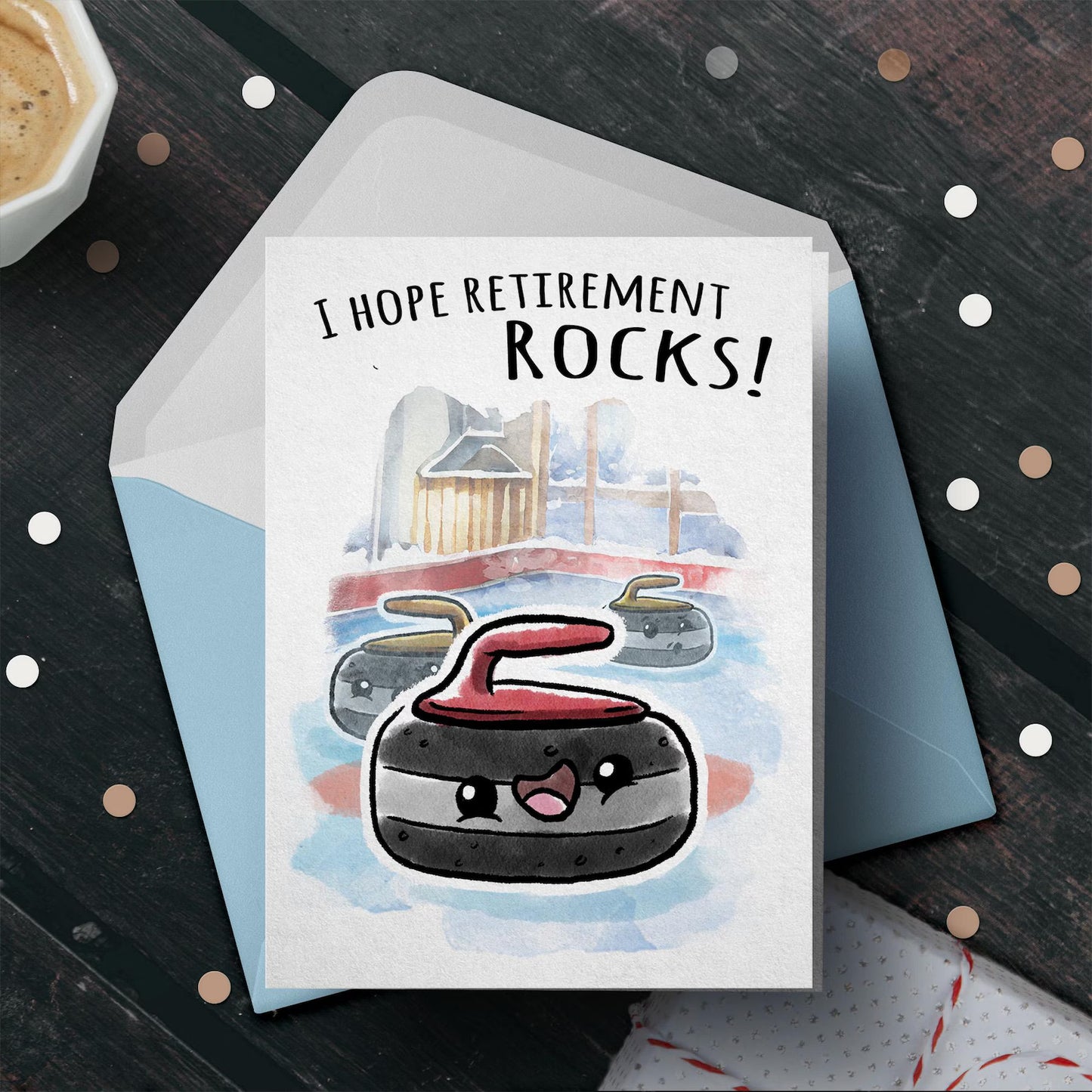 Funny Curling Retirement Card