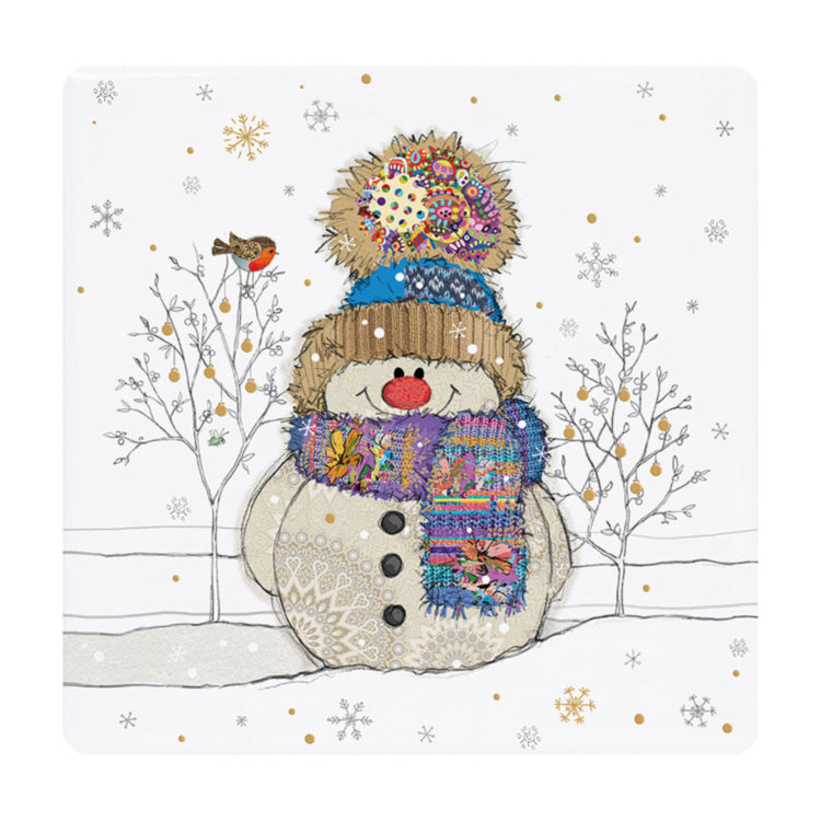 Bug Art Christmas Snowman Ceramic Coaster