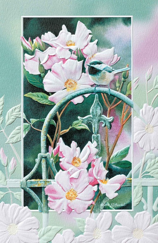 PP Think of You Card Wild Rose Chickadee