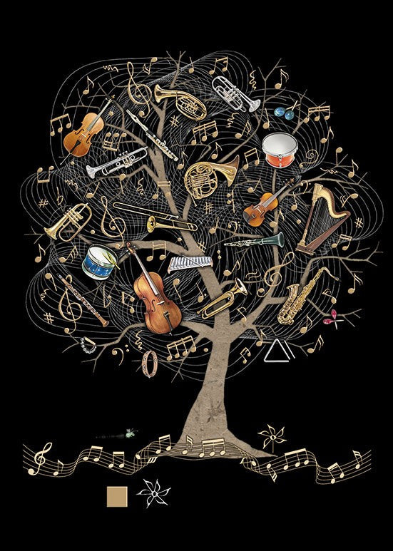 Bug Art Music Tree Card