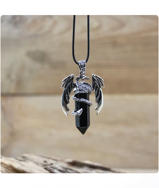 Obsidian Dragon Necklace