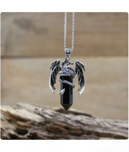 Obsidian Dragon Necklace