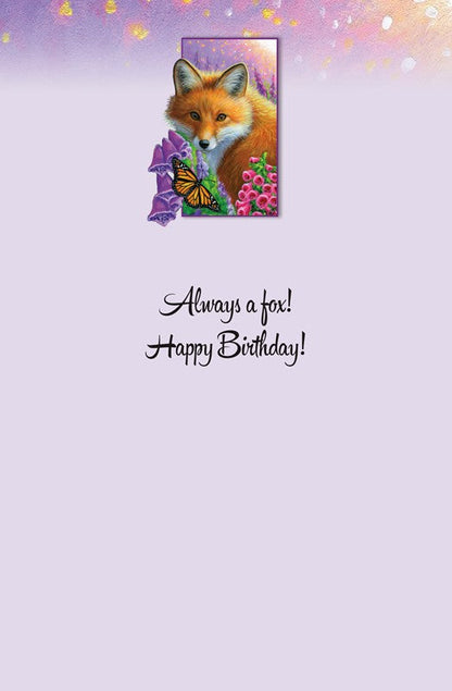 PP Birthday Card Fox in Foxglove