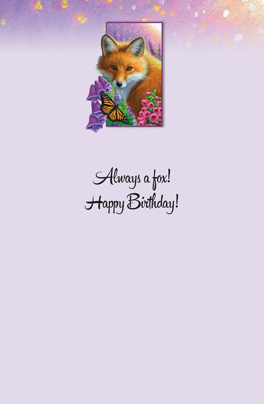 PP Birthday Card Fox in Foxglove