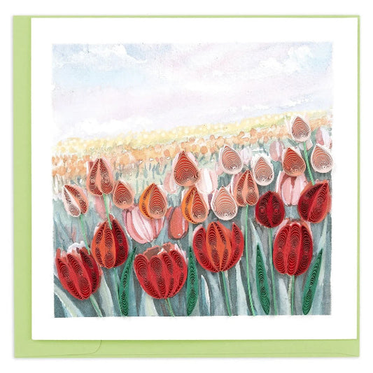 Quilled Field of Tulips Greeting Card