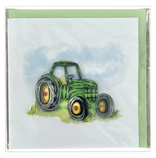 Quilled Green Tractor Greeting Card