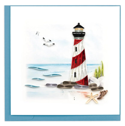 Quilled Red & White Lighthouse Greeting Card