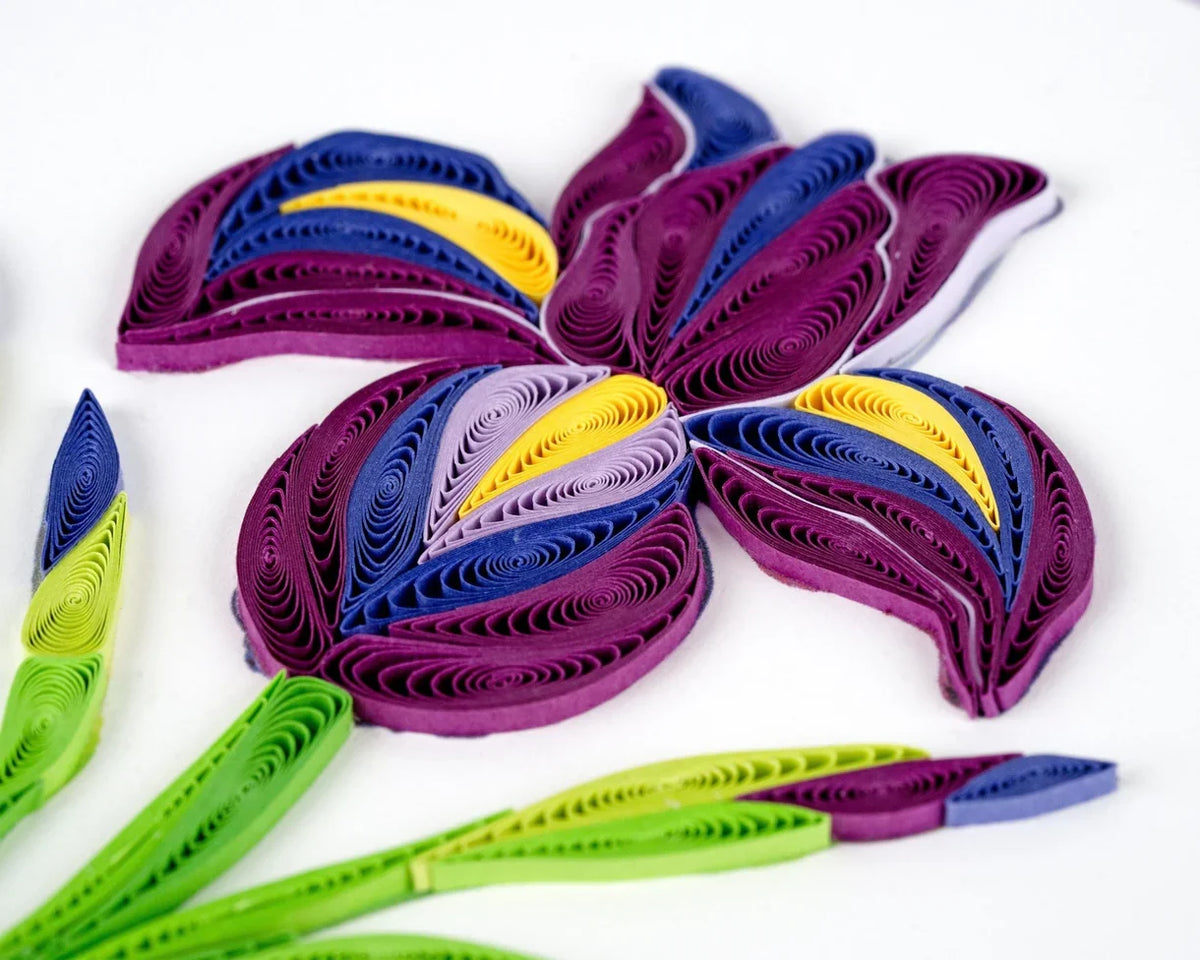 Quilled Iris Flower Greeting Card