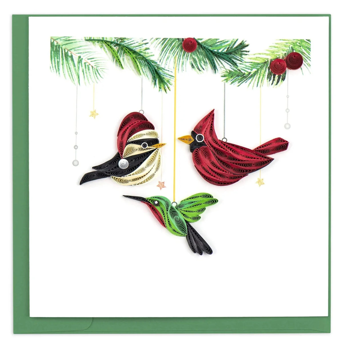 Quilled Holiday Bird Ornaments Card