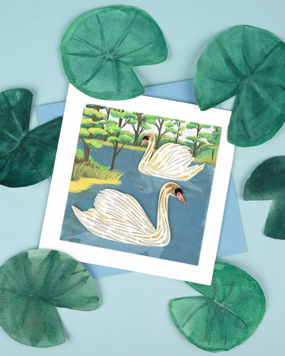 Quilled Two Swans Greeting Card