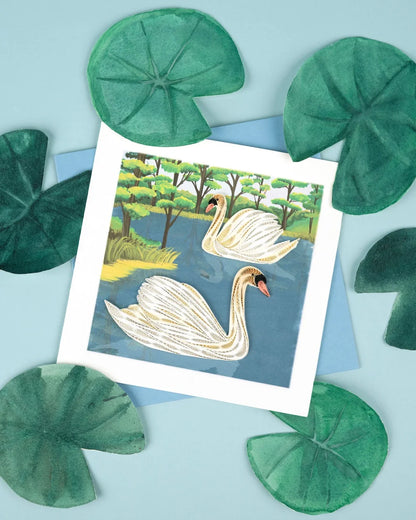 Quilled Two Swans Greeting Card