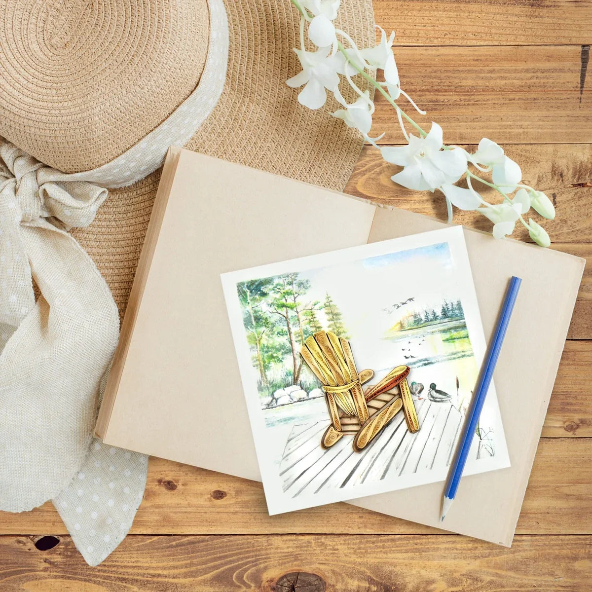 Quilled Adirondack Lake Greeting Card