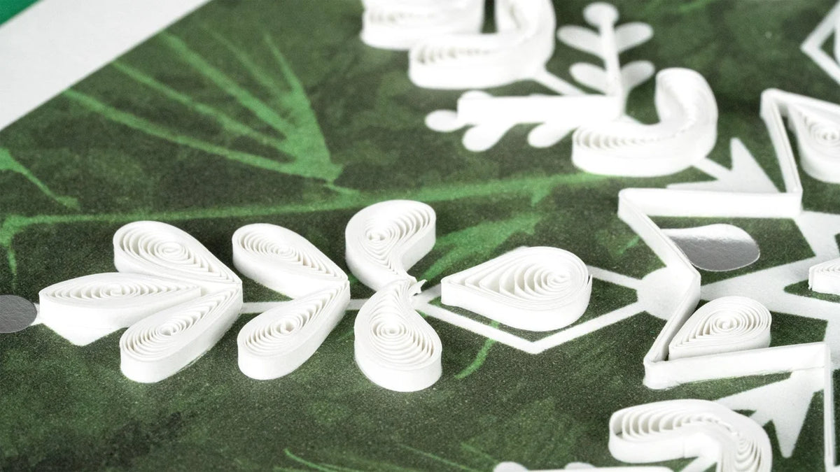 Quilled White Snowflake on Pine Card