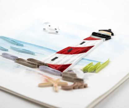 Quilled Red & White Lighthouse Greeting Card