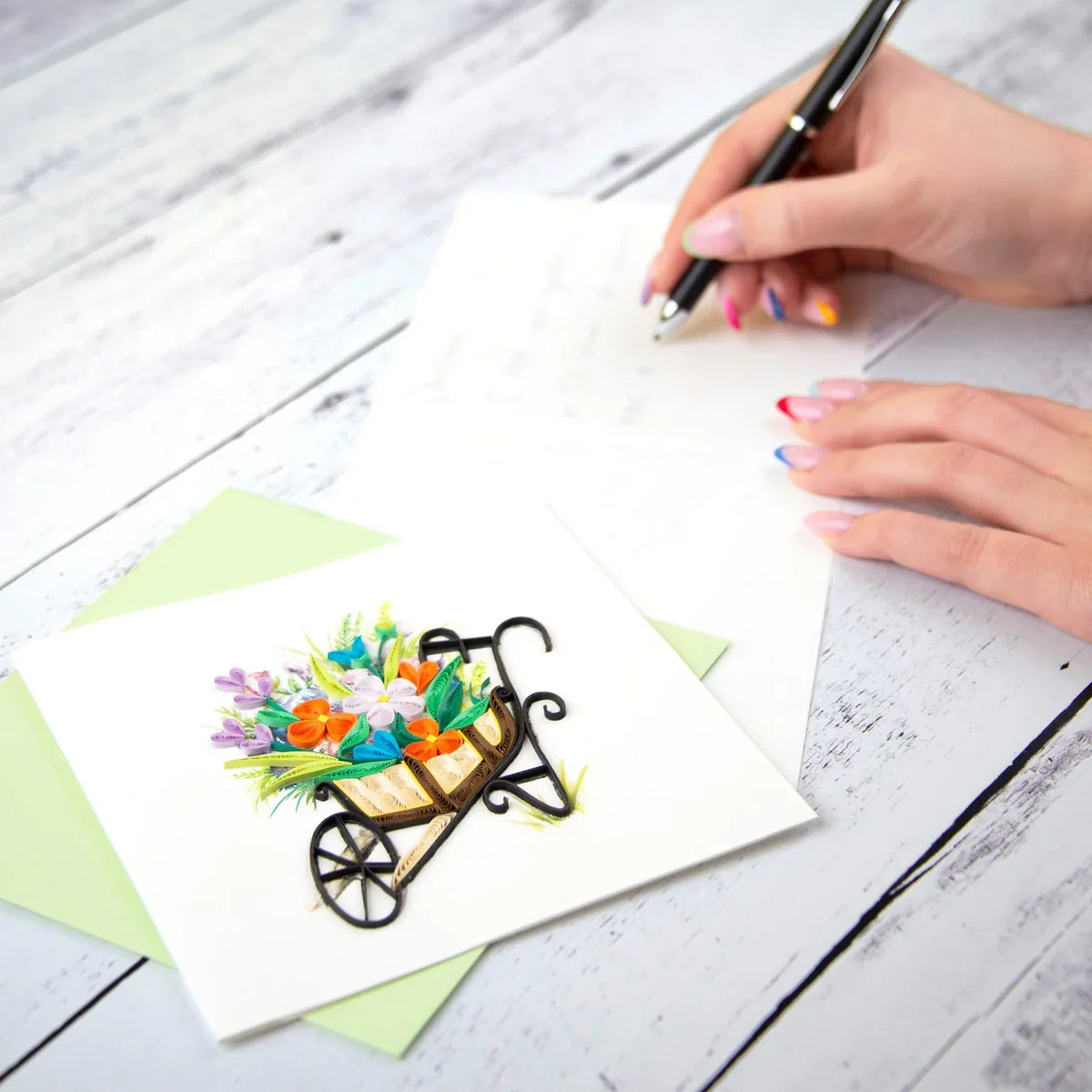 Quilled Wheelbarrow Garden Greeting Card