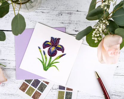 Quilled Iris Flower Greeting Card