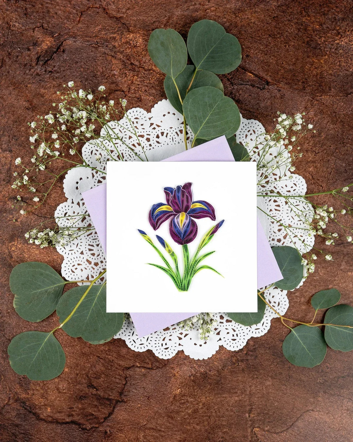 Quilled Iris Flower Greeting Card