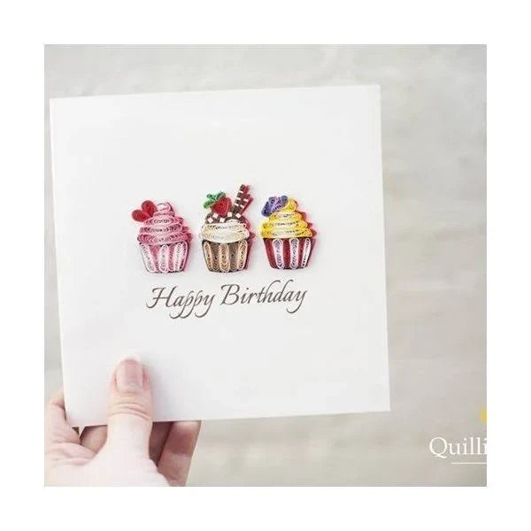 Quilled Birthday Cupcakes Greeting Card
