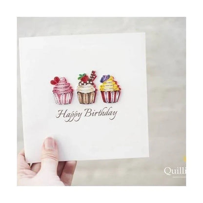 Quilled Birthday Cupcakes Greeting Card