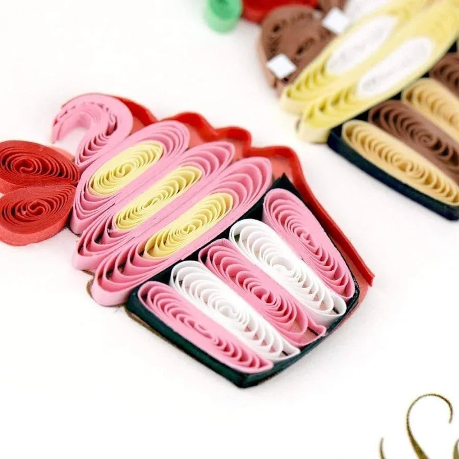 Quilled Birthday Cupcakes Greeting Card