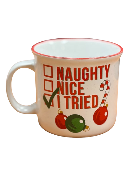 Naughty, Nice, I Tried Ceramic Camper Mug